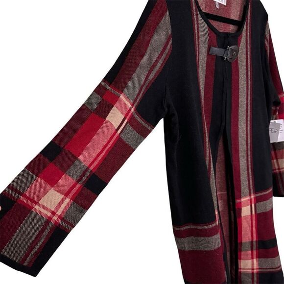 Kasper Plaid Flyaway Jacket Fire Red Combo - Size XL - Picture 3 of 11